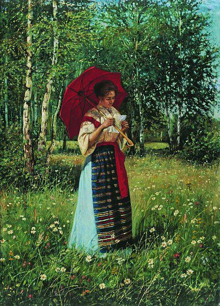 Nikolay Bogdanov-Belsky In reading the letter oil painting image